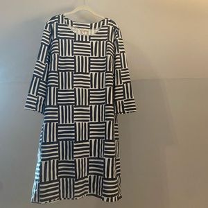 Mahi Gold Navy and White Striped Dress